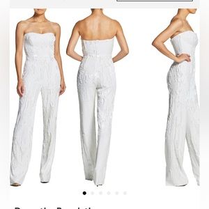 Dress the Population White Sequins Jumpsuit